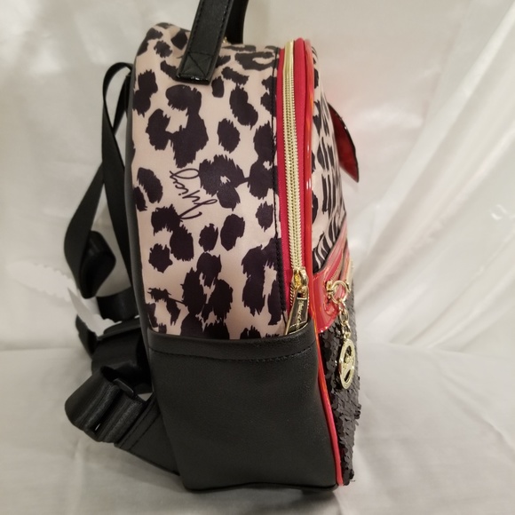 Juicy Couture Natural Leopard Clashing Hearts Color Black and Red Brand New - Picture 3 of 8